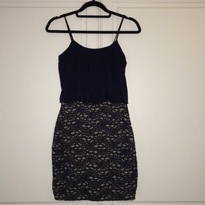 Lace Navy and Nude Dress